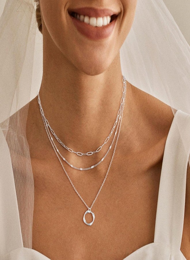 MFRYK Gold Necklaces for Women,14K Gold/Silver Plated Choker Layered Necklace Dainty Pearl Disc Cross Circle Heart Pendant Chain Stackable Necklaces, Multilayer Jewelry Set Gifts for Women - Image 2